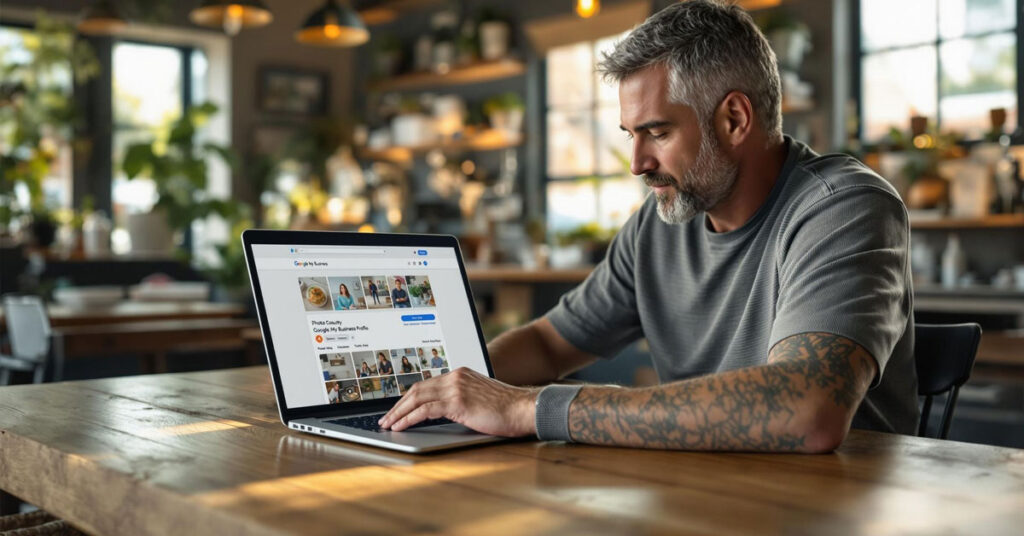 Lorton VA small business owner updating Google My Business