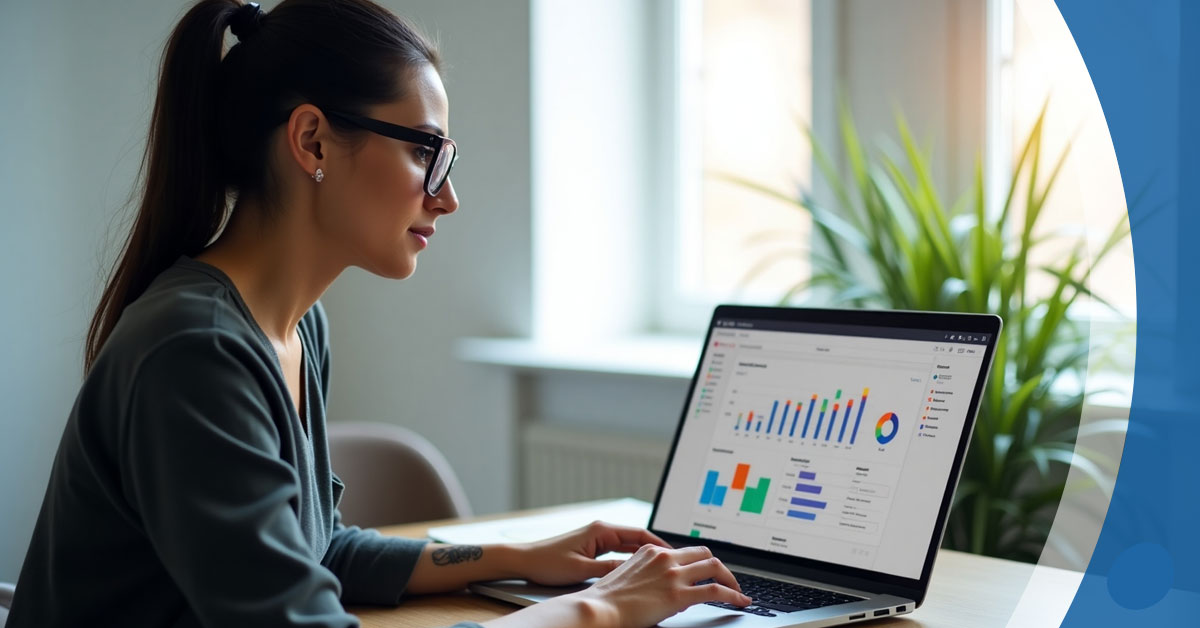 Local business owner in Lorton VA using content marketing tools on laptop