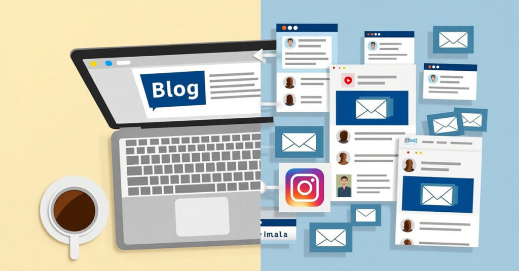 Repurposing blog into social snippets content distribution Lorton VA