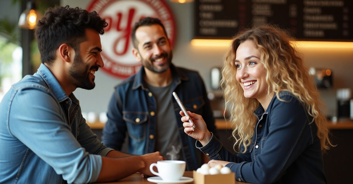 Local coffee shop creating social media content stories in Lorton VA