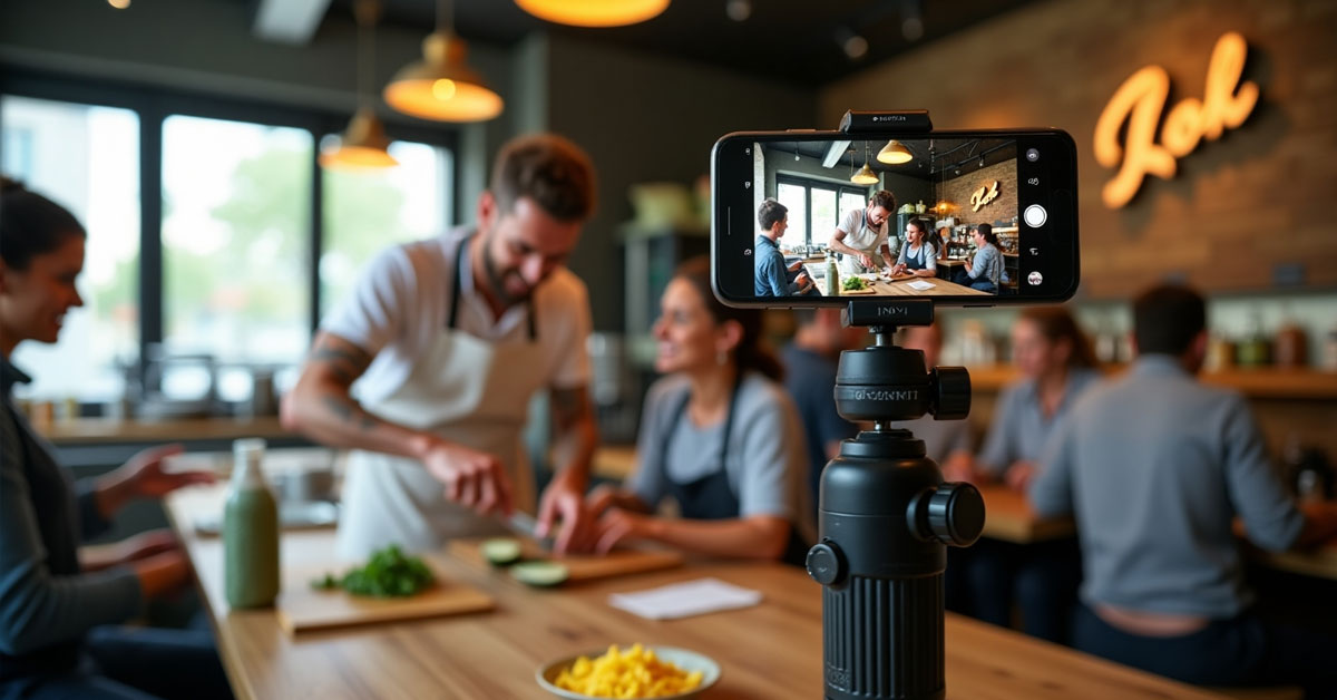 Restaurant creating short video social media content in Lorton VA