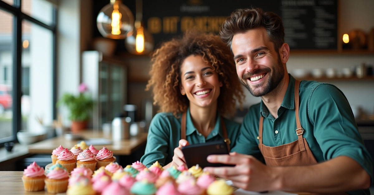Local bakery staff creating social media content in Lorton VA