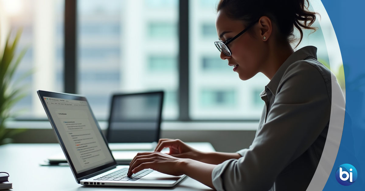 Local business owner doing keyword competition analysis in Lorton VA office