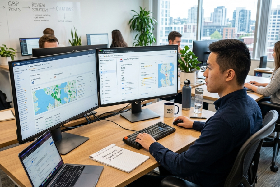 SEO expert optimizing Google Business Profile for better local rankings