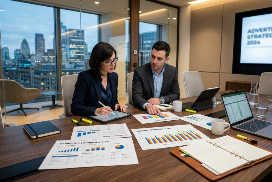 Law firm evaluating digital marketing costs and return on investment strategies