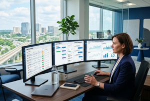 Business owner using AI automation services to generate leads in Northern Virginia