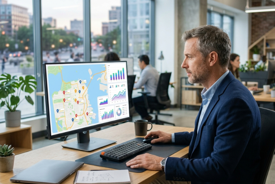 Business owner learning how Local SEO services improve online visibility.