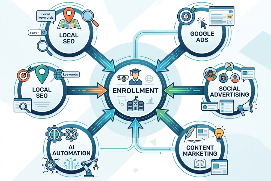 School marketing channels supporting enrollment growth