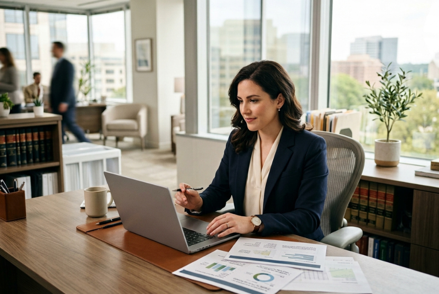 Northern Virginia lawyer reviewing a law firm marketing strategy